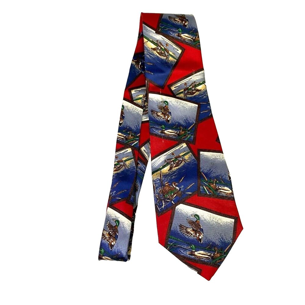 #6667 Ducks Unlimited Red with Ducks Mens Necktie, Tie
